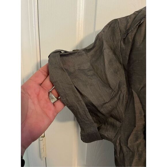 LOFT Boho Shiny Sheer Light Gray Top. Size Small - Picture 5 of 8